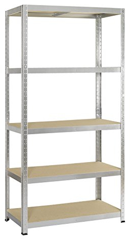 Avasco 175 Strong Étagère clipsable/charge lourde en Métal/Bois avec 5 tablettes 180 x 90 x 45 cm Claire Galva