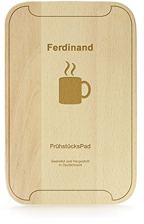 Casa Vivente Crazy Kitchen - FrühstücksPad mit Gravur - Personalisiert mit [Namen] - Frühstücksbrettchen im Tablet-Look - Küchenbrett aus Buchenholz - 23 cm x 15 cm x 1 cm