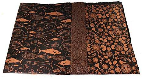 Maharanis Handgeschöpftes Papier Lokta Daphne Papier zum Verpacken, Basteln und mehr 3er Set schwarz-gold rosé