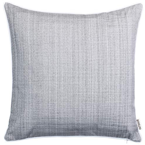 Brandsseller Outdoor Kissen 45x45 cm – Wetterfeste Zierkissen mit Paspel in Leinenoptik – Wasserabweisende Gartenkissen & Dekokissen für draußen – Sofakissen für Balkon & Terrasse - Hellgrau