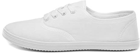 Red Fish Tai Womens White Lace Up Canvas Shoe - Size 4 UK - White