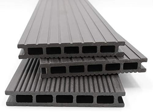 HORI® WPC Terrassenfliesen | Terrassendielen Malta Grau | Komplett-Set inkl. 28x50 mm Unterkonstruktion & Clips | Langlebig & Wetterfest | Rutschfest | Pflegeleicht | Dielenlänge 3,20 m I Fläche 32 m²