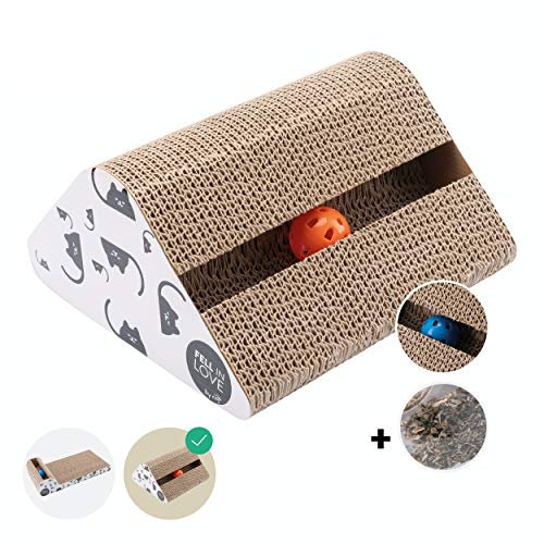Rascador para Gatos con Hierba Gatera - Juguete para Gatos con Bola de Campana - Antideslizante