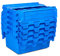 5x New 80 Litre Blue (Not Recycled) Plastic Storage Boxes Crates Totes with Lids - Industrial Strength Stack and Nest Containers