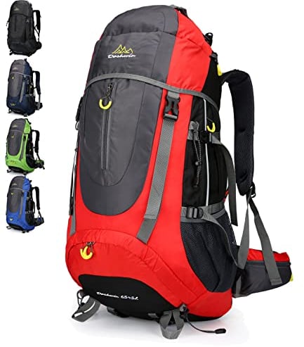 Doshwin 70L Trekkingrucksack Campingrucksack Reiserucksack Wanderrucksack Großer Rucksack für Damen Herren (rot)
