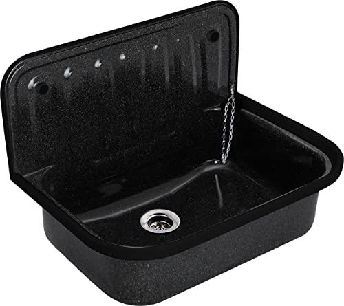 Sanicomfort Ausgussbecken Stahl schwarz Granitoptik Kellerwaschbecken