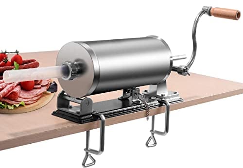 GIANTEX Wurstfüller 3,6L, Manuelle Wurstmaschine Wurstfüllmaschine, Wurstspritze aus Edelstahl, Wurstpresse mit Tischklemme & 4 Füllrohre für Hausgemachte