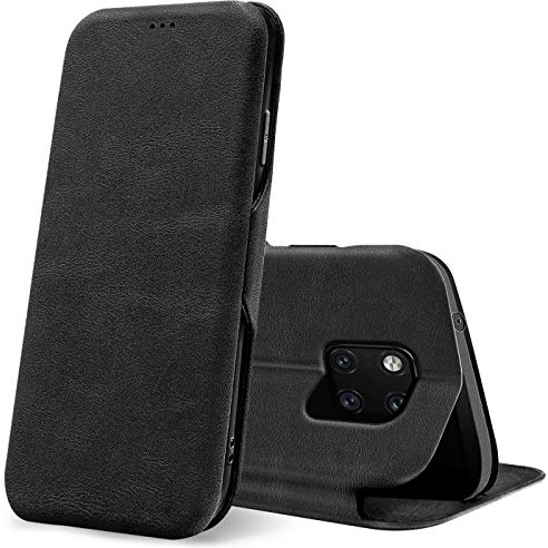 Verco Case per Huawei Mate 20 Pro Custodia, Cover a Libro Pelle PU per Huawei Mate 20 Pro Custodia Premio Booklet Protettiva, Nero