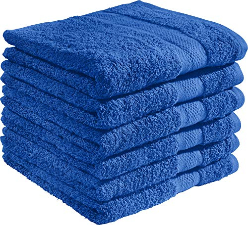 REDBEST Handtuchset, Frottierset 6er-Pack Chicago Royalblau Größe 50x80 cm - saugstark, strapazierfähig, ideal für Reisen, Sport (weitere Farben)