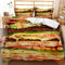 Morbuy Bettbezug Bettwäsche Set, 3D Essen Thema Drucken Bettwäsche-Set Junge Mädchen Deluxe Mikrofaser Weiche mit Reißverschluss Bettbezug und Kissenbezüge (135x200cm,Rindfleisch Hamburger)