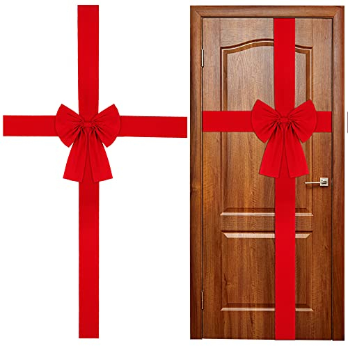 WILLBOND Grand nœud rouge en ruban pour porte de placard de Noël, couronne de Noël, décoration d'emballage pour sapin de Noël, cheminée, porte d'entrée de maison, fournitures de fête