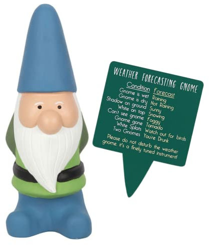 Weather Gnome Large Fun 30cm Terracotta Garden Gnome with Weather Sign. Humorous Gift for a Gardener, Christmas. Birthday