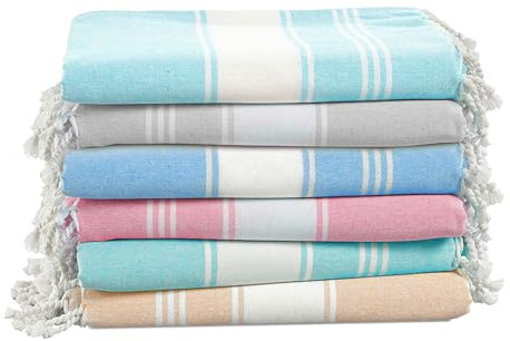 LANE LINEN Set di 6 teli mare turchi da donna, prelavati, anti-restringimento, anti-sabbia, ad asciugatura rapida, leggeri e morbidi, 99,1 x 180,3 cm, spiaggia vintage