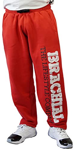 BRACHIAL® Bodybuilding Hose Herren [lockerer Schnitt, robuster Stoff] Rot 4XL | Fitness Kleidung | Bodybuilding | Pumperhose | Pants Men | Gym Clothing