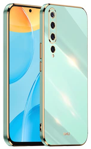 EASSGU Marco Electrochapado Funda para Xiaomi MI 10 5G (6.67 Inches) Carcasa Protectora de Color de Silicona TPU Suave - Verde