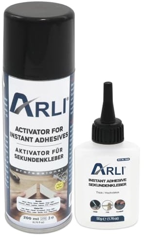 ARLI Sekundenkleber 50g mit Aktivator 200ml Spray für universelle Reperaturen mit hoher Haftfestigkeit Universal Cyanacrylat Kleber Set extra stark schnell trocknender Klebstoff