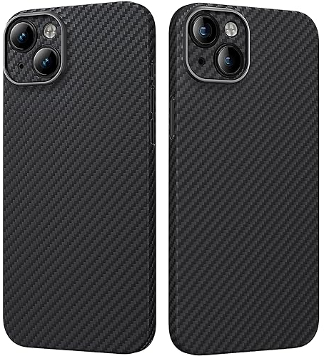 memumi Ultra-thin Aramid Fiber Case for iPhone 15 Plus 6.7, [Support Wireless Charging] Sturdy Durable Aramid Fiber Thin Case, With 3D Grip Touch, Military Grade Drop Protection