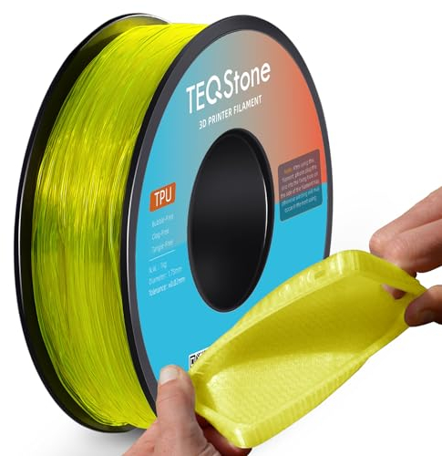 TEQStone TPU Filament 1.75mm Gelb 1Kg Spule 95A Flexibel Weiches 3D Drucker Filament Maßgenauigkeit +/-0.03mm Vakuumverpackung