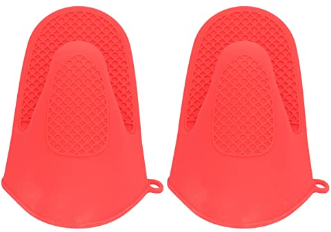 2pcs Oven Mitts Mini Silicone Heat Insulated Cooking Pinch Mitts for Kitchen (Red)
