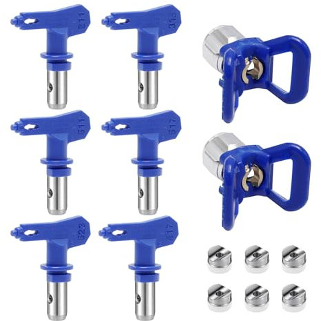 Hoypeyfiy Reversible Spray Tips Airless Paint Sprayer Nozzle Tips Airless Paint Spray Guns Airless Tips Guard Base Sprayer for Homes Buildings Decks (211,315,417,517,515,523)