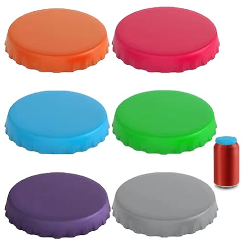 6Pcs Can Covers for Drinks Cans,Silicone Drinks Can Lid,Ø 2.1 inches | Soda Can Lids,Anti-dust Can Cover for Beer fizzy Drinks Energy Drink Juice Coke,Fits Standard Size Cans,Reusable