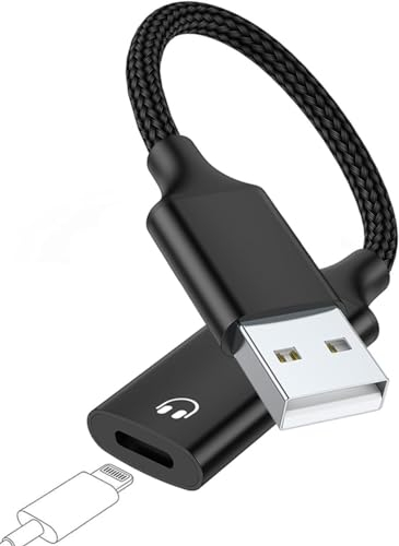 USB-A auf Lightning-Buchse, Audio-Adapter, externe Soundkarte, USB-A auf Lightning-Adapter, HiFi-Audio-Kopfhörer-Konverter, passend für USB-A, MacBook, Computer, PC, unterstützt Lautstärke, Mikrofon,