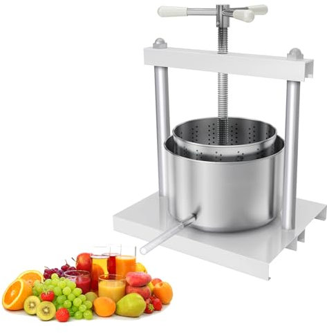 XINZI 5L Obstpresse Saftpresse Manuelle Edelstahl Fruchtpresse Mobile Apfelpresse Weinpresse Set Beerenpresse Manuelles Pressen für Selbst Gemachten Natürlichen Saft Traube Beere Apfel