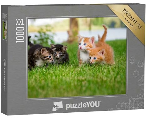 Puzzle 1000 Teile XXL „Vier kleine Kätzchen im Garten“ – aus der Puzzle-Kollektion Katzen-Puzzles