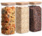 ComSaf 61oz Glass Storage Containers with Lids, Glass Jars with Bamboo Lids, Clear Food Storage Jar, Square Glass Canister Set of 3, Pantry Organizers and Storage for Flour Rice Pasta Tea Coffee Bean