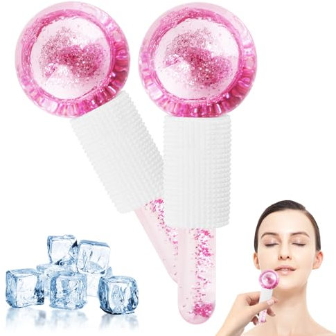 2 Stück Facial Ice Globes,GeeRic Gesichtsmassage-Werkzeuge Globen für Gesicht, Nacken & Augen, strafft Haut, Anti-Aging, reduziert Schwellungen & Falten