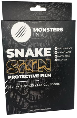 25 x Snake Skin After Tattoo Folie Heilung, Tattoo Pflaster, Wasserdicht Second Skin Tattoo Folie, Second Skin Pflaster, Monsters Ink Tattoo (15cm x 10cm (X 25))