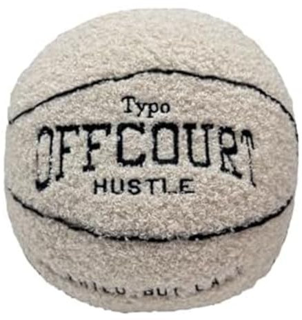 Pcivzxam Basketballkissen, Teddy-Fleece, Besticktes Basketball-Wurfkissen, Flauschiges Plüschtier-C, 25 cm, 1 Stück, 1 Set, 1 Packung