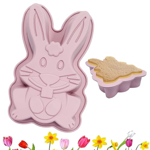 YJSDDNTY Ostern Kaninchen Backform, Ostern 3D Hasen Silikonform, Ostern Schokolade Silikonform in Form von Kaninchen, für Cupcake Topper, Schokolade, Gebäck, Keksdekor