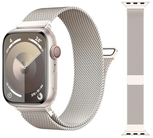 Patented Milanese Loop Compatible with Apple Watch Straps 46mm 38mm 40mm 41mm 42mm 44mm 45mm 49mm for Women Men, Magnetic Bands for iWatch Strap Series 10 9 8 7 6 5 4 3 SE2 SE Ultra2 Ultra