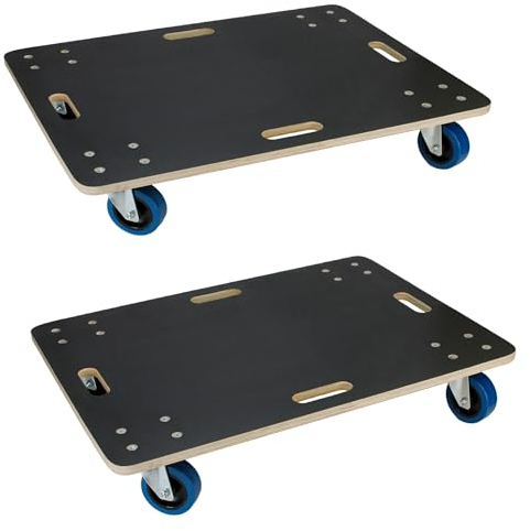 ECD Germany 2er Set Transportroller 60x80 cm, bis 800 kg Siebdruckplatte/PP-Räder, Transporthilfe für Umzug, Rollbrett Möbelroller Möbel-Transport Möbelhund Rollwagen Roller Transporter Transportwagen