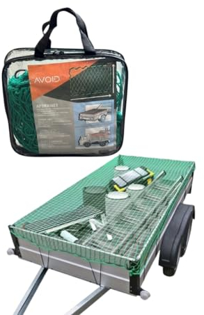 AVOID Anhängernetz - Gepäcknetz - Ladungssicherungsnetz - Hochflexibles und dehnbares Anhängernetz - Kofferraum, Auto - Containernetz - Sicherheitsnetz - Elastisches Anhängernetz Grün (150 x 220 cm)