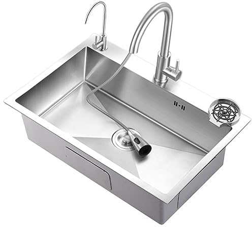 Fregadero de Cocina de Acero Inoxidable 304, estación de Trabajo de un Solo Cuenco, Lavabo para Verduras, Fregadero de Cocina para Cuartos de Servicio, cocinas, Barras, Plateado E, 45x40cm