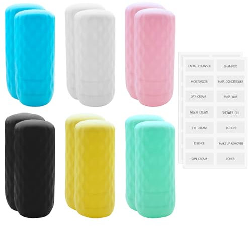 12 Pieces Of Silicone Cases And 2 Pieces Of Stickers, Leak-Proof Lids, Silicone Cases, Travel Bottle Protectors, Silicone Bottle Caps (Multi-Color)
