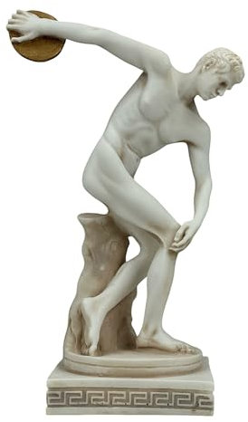 Discobolus Diskuswerfer männlicher Athlet griechisch romanisch graue Patina Statue Skulptur 21 cm