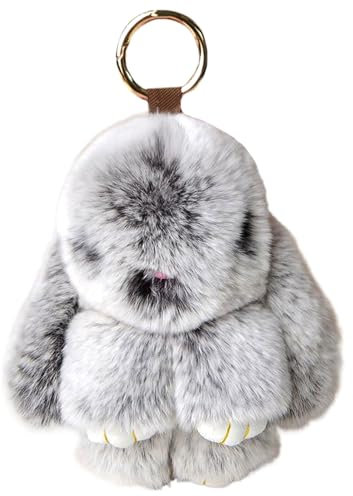Wedhapy Porte-clés Lapin en Peluche Grise avec Boucle en Métal - Mignon et Kawaii pour Sacs à Main et Sacs à Dos