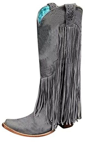 Generisch damen sandalen saleWinterstiefel Damen Kniehohe Damen Westernstiefel Damen Chelsea Mit Rutschfest Sohle Elegant Klobiger Blockabsatz Spitze schuhe damen sale marken