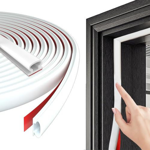 wordmouk 8 M Goma Burlete Puerta Entrada Autoadhesivo Burlete Puerta Tiras Sellado Ventana Junta de Goma Marcos de Puertas Entrada Casa Para Insonorizar Aislante Frio Antipolvo - Tipo D, Blanco