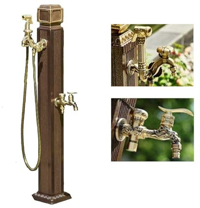 Wassersäule garten mit wasserhahn,wasserzapfsäule garten,zapfstelle garten,wassersäule edelstahl,saeule mit wasserhahn,standbrunnen,wasserhahn frostsicher,schlauchhalter freistehend(F110cm/43.3