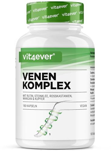 Complexe Veineux - 180 capsules - 3 mois d'approvisionnement - Hautement dosé en rutine, mélilot, extrait de marron d'Inde, manganèse, cuivre - Extraits Premium - Vegan