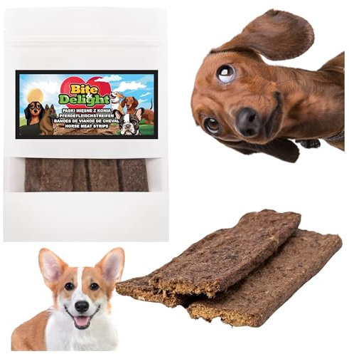 Bite & Delight 500g Pferdefleischstreifen Pferdefleisch-Leckerlis für Hunde Hypoallergene Belohnungen Snacks Nährstoffdichte