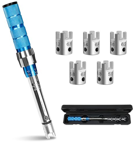 PEIUJIAN Spoke Torque Wrench Set, 2-10 NM Spoke Torque Spanner Kit for Motorcycle ＆ Dirt Bike, Click Spoke Torque with 5 Heads 10 Sizes
