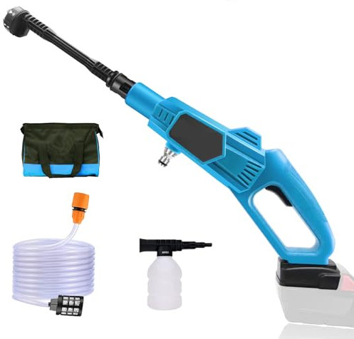 Akku-Hochdruckreiniger für Makita Akku 18V, mobiler Hochdruckreiniger mit 5 m Schlauch & Schaumsprüher für Autowäsche Teppichreinigung Bewässerung (ohne Akku)