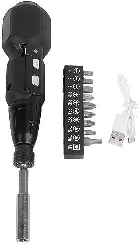 TOOLSGO Cordless Electric Screwdriver with LED Light Alloy Steel 900mAh USB Charging Electric Manual 2 in 1 Power Screwdriver Set for Computer Assembly Furniture Repair