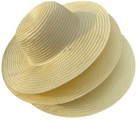 ACMEDE Chapeau Soleil d'été à Large Bord Hommes, Lot de 3 Chapeaux de Paille en Plastique canotier Femmes Chapeau Boonie à Large Bord pour Les Champs, Les Parcs, Le Travail en extérieur