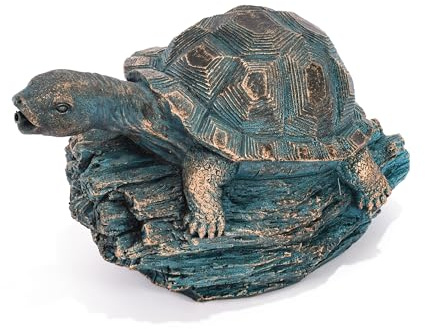Esotec Wasserspeier-Figur Schildkröte Marlis, Einzelfigur mit Schlauch, Altkupfer-Design, Gartenstatue, Wasserspiel für Wannen Miniteich oder Gartenteich, Quellstein, Polyresin 100770